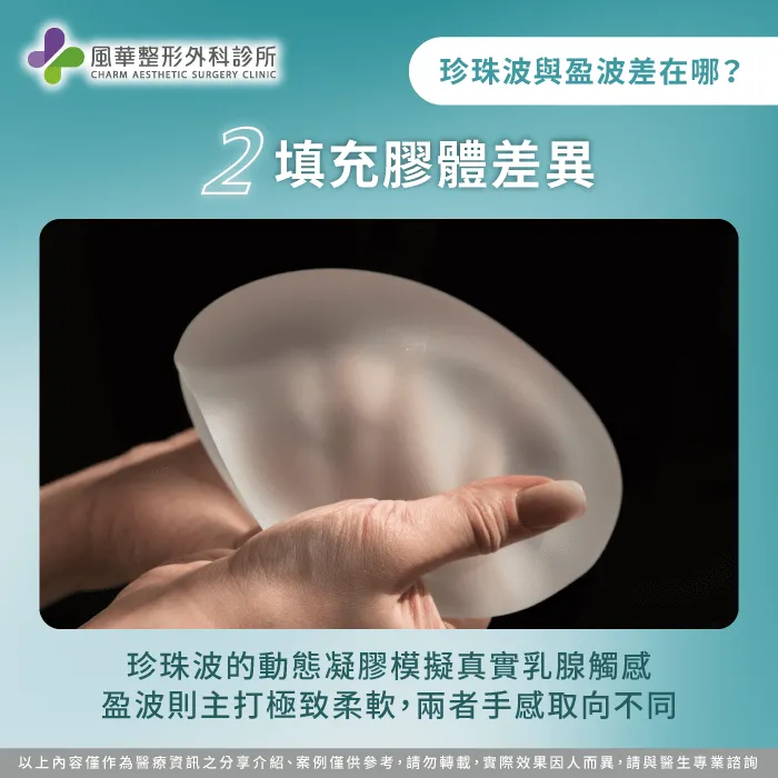 填充膠體差異-珍珠波 盈波比較